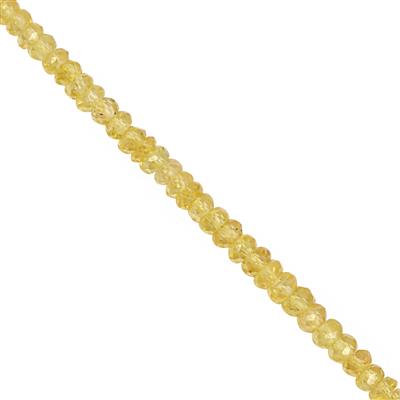 17cts Yellow Sapphire Graduated Rondelle Faceted Approx 2x1 to 3x1.5mm, 20cm Strand