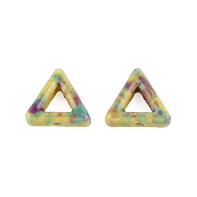 Yellow Porcelain Bead, Open Triangle 14mm (2pcs/pack)