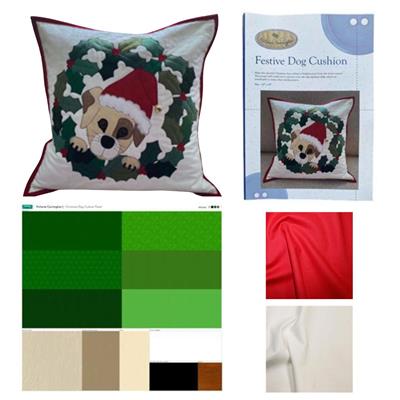 Victoria Carringtons Christmas Dog Cushion Kit: Panel, Fabric (1.5m) & Instructions