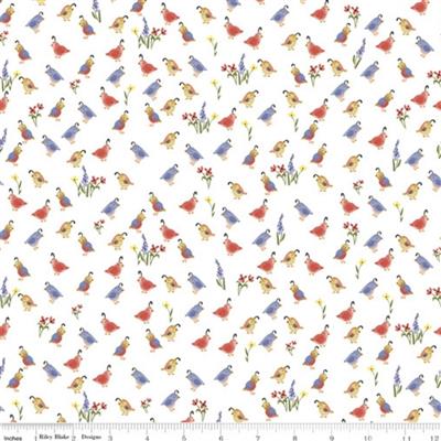 Echo Park Paper Co. Beautiful Day in White Robbin Fabric 0.5m