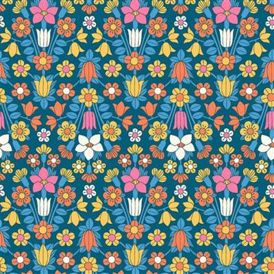 Liberty Flower Show Midsummer Hampstead Meadow Teal Fabric 0.5m