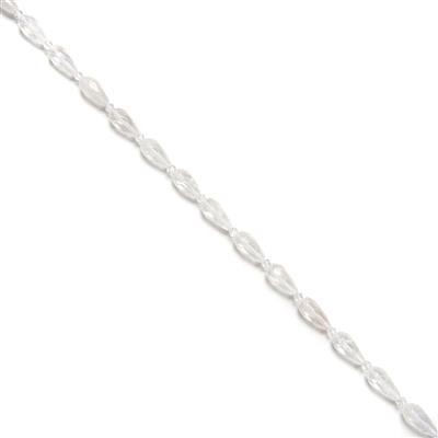 120cts Clear Quartz Faceted Drops Approx 8x16mm, 38cm Strand