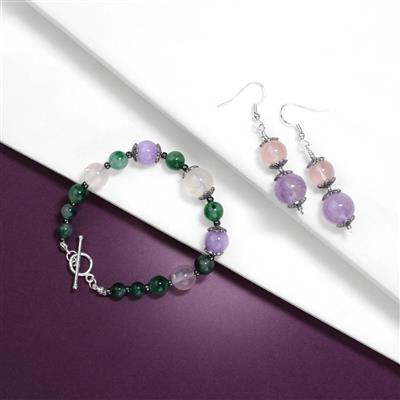 925 Sterling Silver Flower, Multi Gems (Aquamarine, Rose Quartz, Lavender Amethyst) Projec