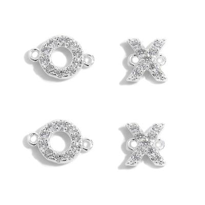 Silver Plated Base Metal ‘XOXO’ Letters With CZ