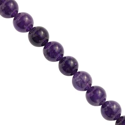 175cts Amethyst Smooth Rounds Approx 9 to 10mm - 25cm Strand