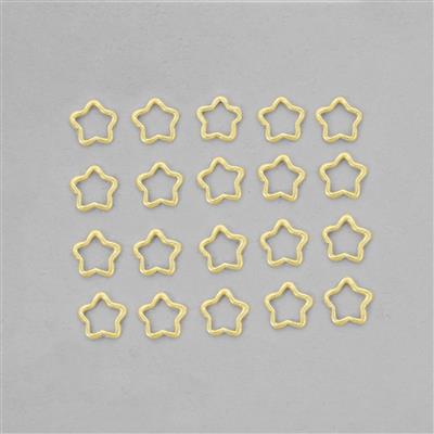 Gold Plated Base Metal Star Shaped Closed Jump Rings Approx 6mm, 20pcs 