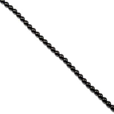 50cts Black Spinel Plain Rounds, Approx 4mm, 38cm strand