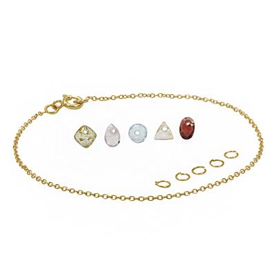 Gold Plated 925 Sterling Silver Bracelet Kit with 2.40cts Red Garnet, Citrine, Sky Blue Topaz, Peridot & Rose De France Amethyst, Approx 7.5Inch