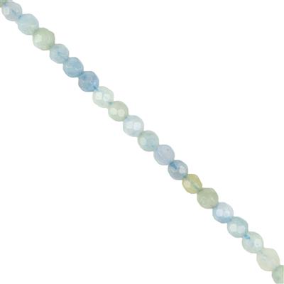 35cts Multi-Colour Aquamarine Faceted Rounds, Approx 4mm, 39cm Strand 