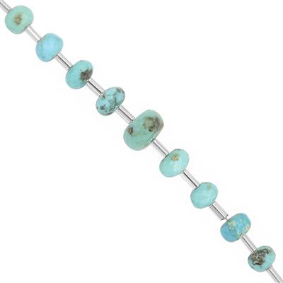 33cts Arizona Turquoise Faceted Rondelles Approx 4x2 to 10x5mm, 20cm Strand With Spacer