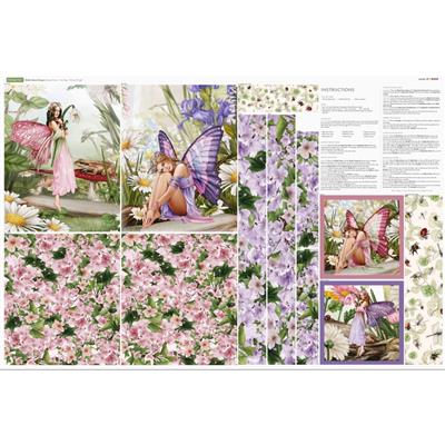 Debbi Moore Spring Fairies Pink Tote Bag Fabric Panel (140cm x 94cm)