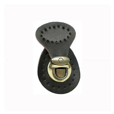Black Sew on Leather Bag Fastening with Antique Brass Clasp (7cm x 4cm)