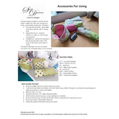 Suzie Duncan Accessories for Living Bags Instructions