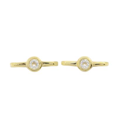 Gold Plated 925 Sterling Silver Pearl Chain Connectors Approx 14x5mm with 3mm Round White Topaz, (1 Pair)