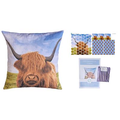 Jenny Jackson EPP Highland Cow Cushion Kit: Pattern, Paper Pieces & Fabric Panel