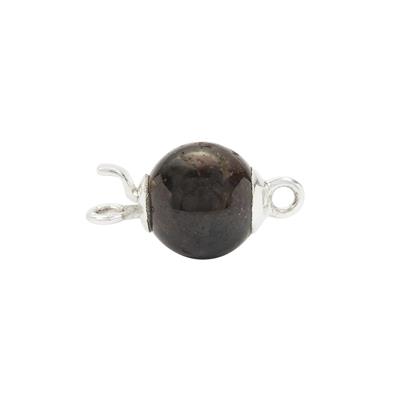 925 Sterling Silver Red Garnet Box Clasp, Approx 18x10mm