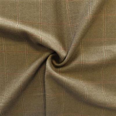 100% Virgin Wool Tweed Jacketing Check In Camel Brown Fabric 0.5m