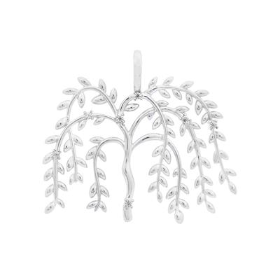 Willow & Tig Collection: 925 Sterling Silver Willow Tree Charm Approx 29 to 33mm With White Zircon Detail