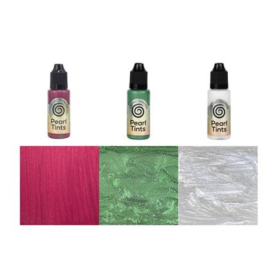 Cosmic Shimmer Pearl Tints - Set of 3 -White Whisper, Heary Red & Racing Green.