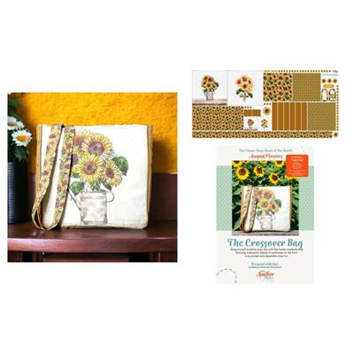 Amber Makes August The Flower Shop Block of the Month Kit: The Crossover Bag Panel & Instructions