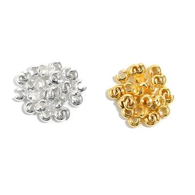 Silver and Gold Plated 925 Sterling Silver Crimp Cover Bundle, Approx 3x2mm, 60pcs (30 per colour)