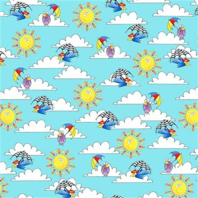 Henry Glass Noah’s Story Sky, Cloud, Sun-Light Blue Fabric 0.5m