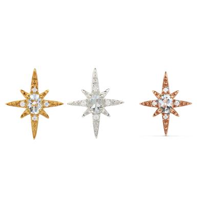 925 Sterling Silver Ocean Star Pendant Set with Aquamarine, Approx 3x4mm with White Topaz, Approx 14mm, 1pc