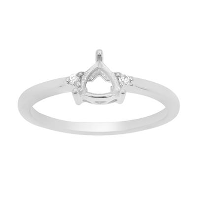 925 Sterling Silver Triangle Ring Mount (To fit 5x5mm gemstone) Inc. 0.05cts White Zircon Brilliant Cut Round 1.50mm - 1pcs