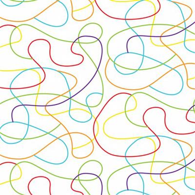 Squiggle White Multi Extra Wide Backing Fabric 0.5m (274cm Width)
