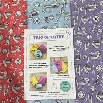 Allison Maryon's Sewing Candy, Sky & Violet Trio of Totes Kit: Instructions & Fabric (1.5m)