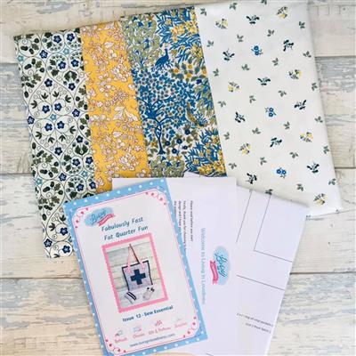 Living in Loveliness Fabulously Fast Fat Quarter Fun Issue 12 Sew Essential Liberty Mustard Blue