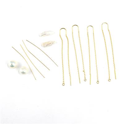 Gold Plated 925 Sterling Silver Threader Pearl Earring Project