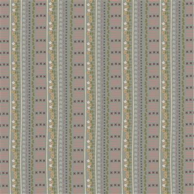 Lynette Anderson Garden of Flowers Rows on Grey Fabric 0.5m