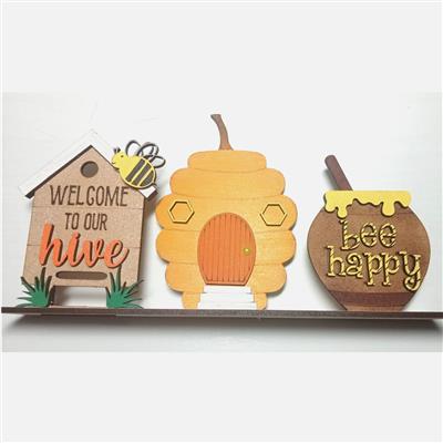 MDF set of 3 Bee themed signs