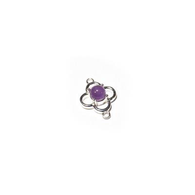 925 Sterling Silver 0.50cts Amethyst Hollow 4 Leaf Clover Connector