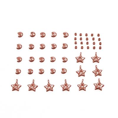 Rose Gold Plated Base Metal Lariat Findings Pack with 10x Bead Bails Star Shape, 20x Crimp Tubes, 20x Crimp Covers 