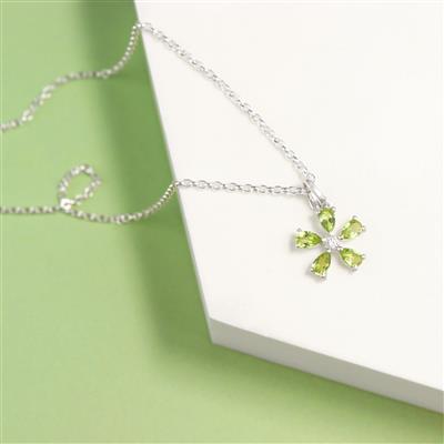 White Zircon & Peridot, 925 Sterling Silver Flower Pendant Mount With Instructions By Charlie Bailey 
