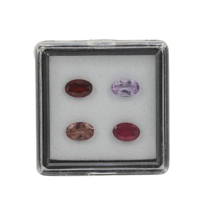 KIT 2: 1.50cts  Pink Amethyst, Red Apatite, Ruby and Red Garnet faceted oval Approx 6x4mm (pack of 4)