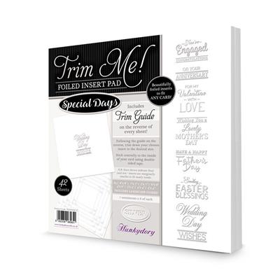 Trim Me! Foiled Insert Pad - Special Days Silver, 42 Pages, 7 Sentiments, 6 of each, 140gsm