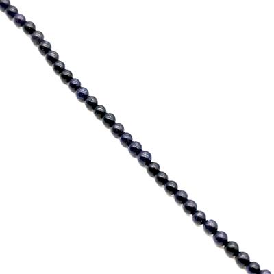 Blue Goldstone Plain Round Approx 4mm, 100cm Strand