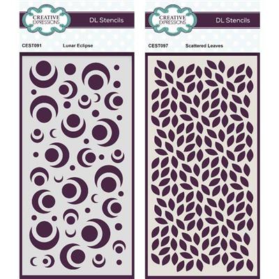 Creative Expressions DL Stencils - 4 in x 8 in (10.0 x 20.3 cm) -  Set of 2 - Set 1