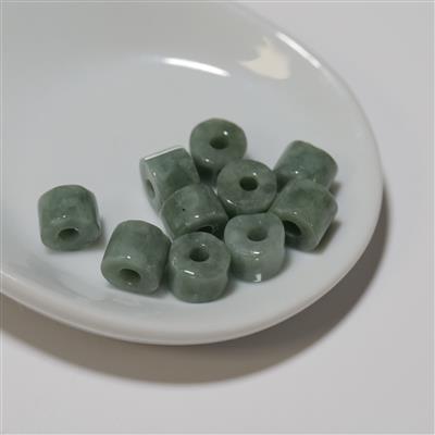 35cts Type A Dark Green Jadeite Round Coloum Beads Approx 6x7.5mm, 10pcs