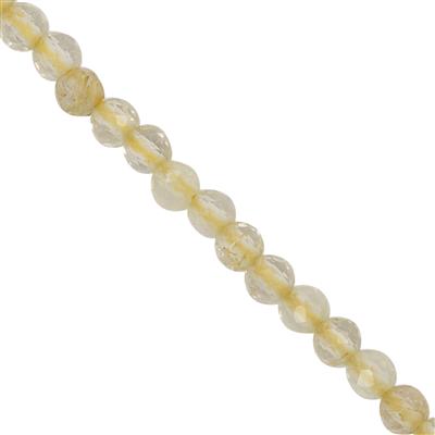 8cts Golden Rutile Quartz Faceted Round Approx 2mm, 31cm Strand