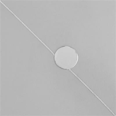 925 Silver Polished Disc Pendant Chain Approx 16