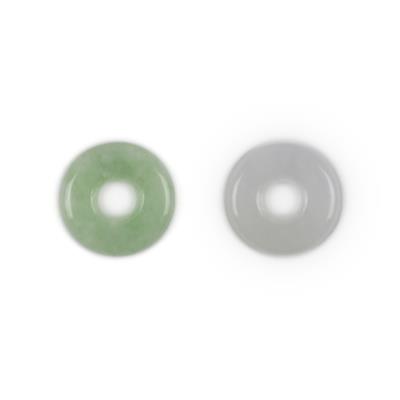 Type A 15cts Green&White Jadeite Donuts Approx 15mm, 2pcs