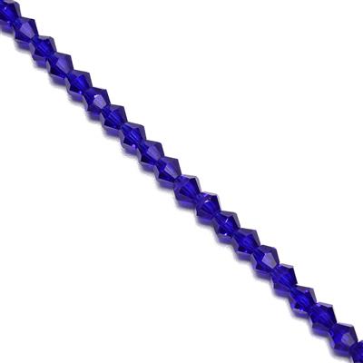 Sapphire Glass Faceted Bicone Beads Approx, Approx 6mm, 38cm Strand 