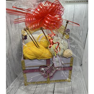 MDF Bow Gift Basket with cellophane and bow 