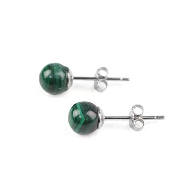 3cts Malachite Earrings Approx. 5mm in Sterling Silver 
