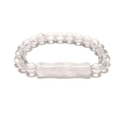 90cts Clear Quartz Bamboo Stretch Bracelet, Approx 8mm & 11x39mm