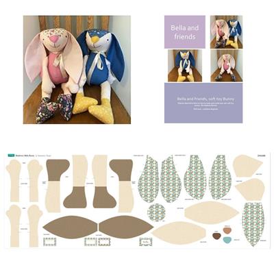Delphine Brooks Geometric Taupe Bella Bunny Kit: Instructions & Fabric Panel 